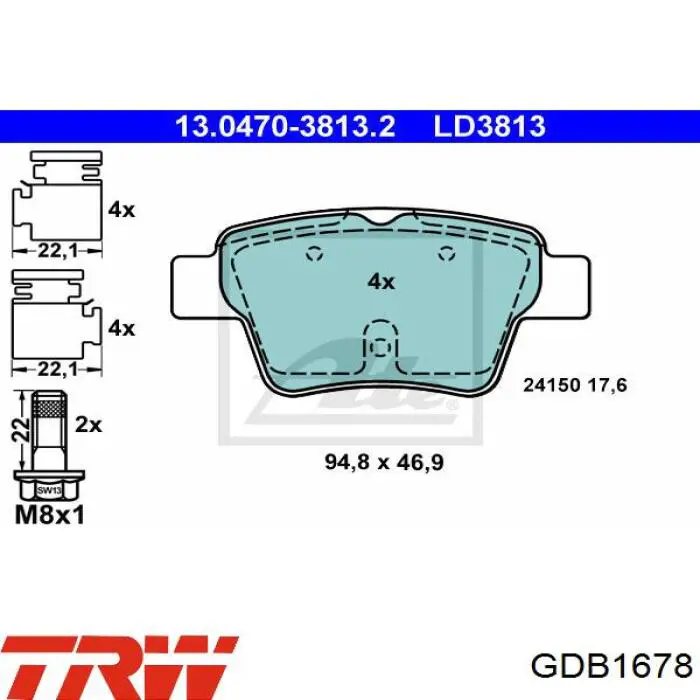 Задні дискові колодки TRW GDB1678