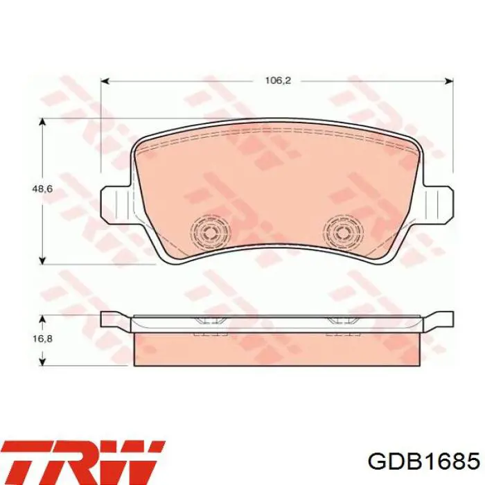Купити GDB1685 TRW Задні колодки