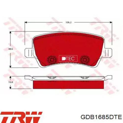 GDB1685DTE TRW Колодки гальмівні задні, дискові