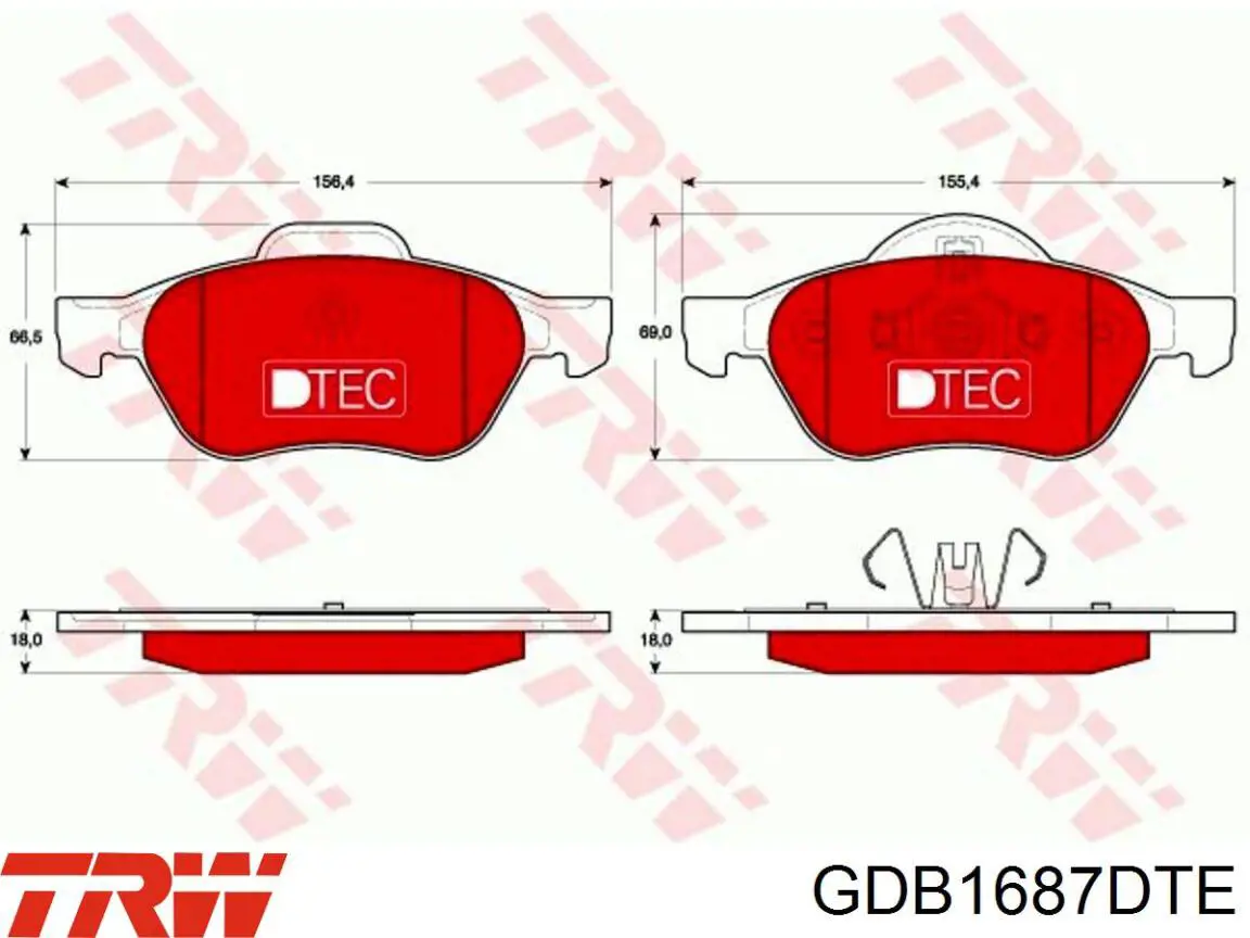 GDB1687DTE TRW колодки гальмівні передні, дискові