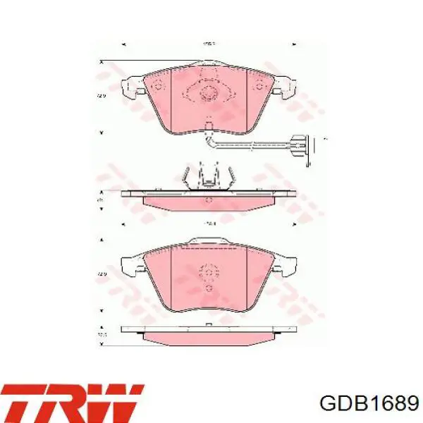 Купити GDB1689 TRW Колодки гальмівні передні, дискові