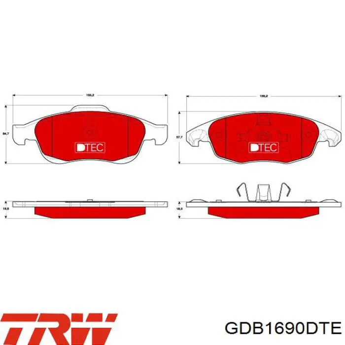 GDB1690DTE TRW колодки гальмівні передні, дискові