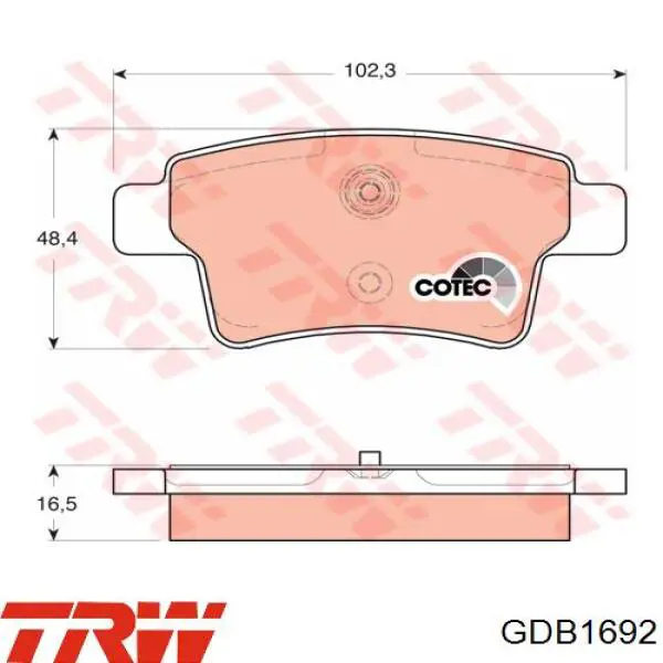 Купити GDB1692 TRW Задні колодки