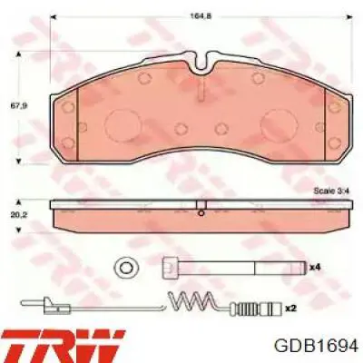 Гальмівні колодки TRW GDB1694 ціна, від 30.76 USD