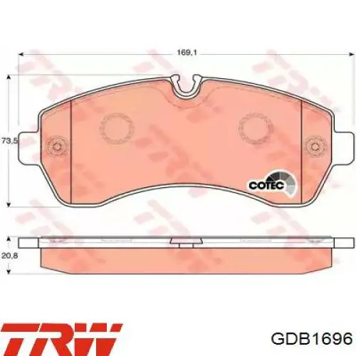 Передні тормозні колодки GDB1696 TRW