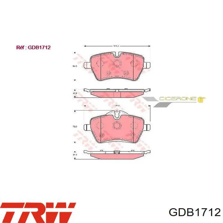 Купити GDB1712 TRW Колодки гальмівні передні, дискові