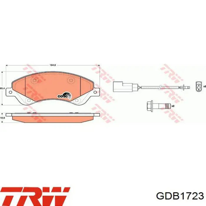 Купити GDB1723 TRW Колодки гальмівні передні, дискові