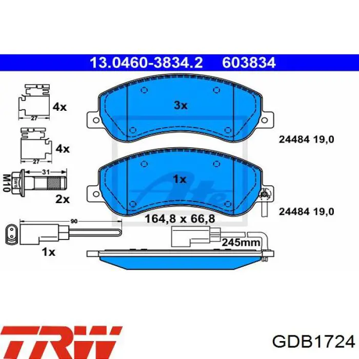 GDB1724 TRW Передні гальмівні колодки