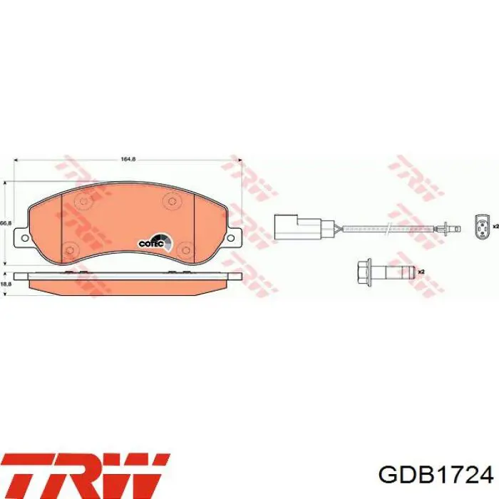 Передні тормозні колодки GDB1724 TRW
