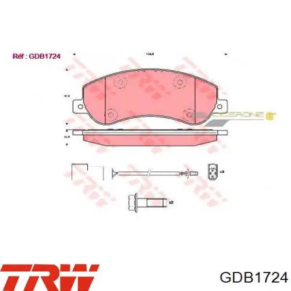 Купити GDB1724 TRW Колодки гальмівні передні, дискові