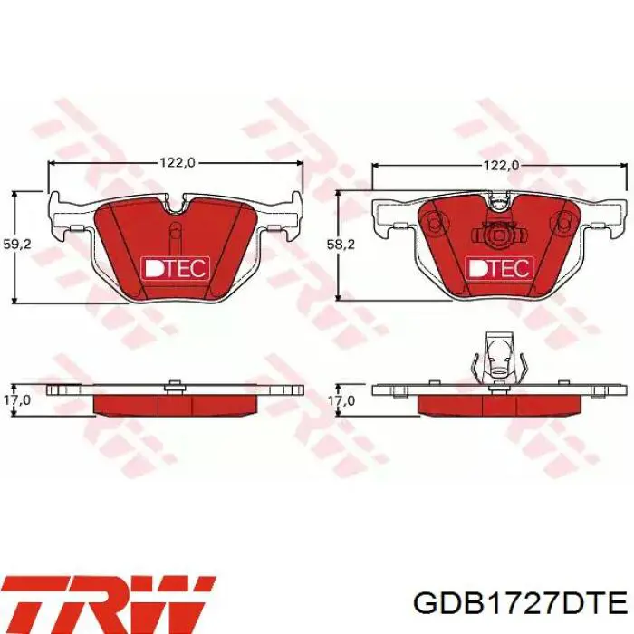 Задні гальмівні колодки TRW GDB1727DTE ціна, від 40.81 USD