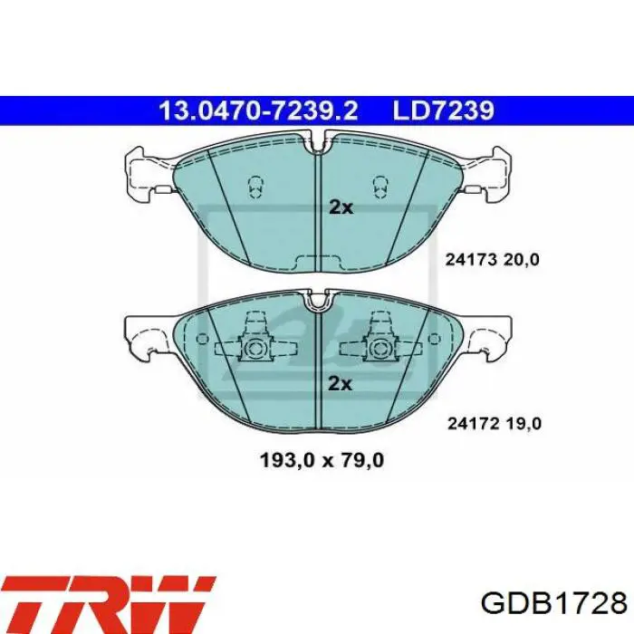 GDB1728 TRW Передні гальмівні колодки