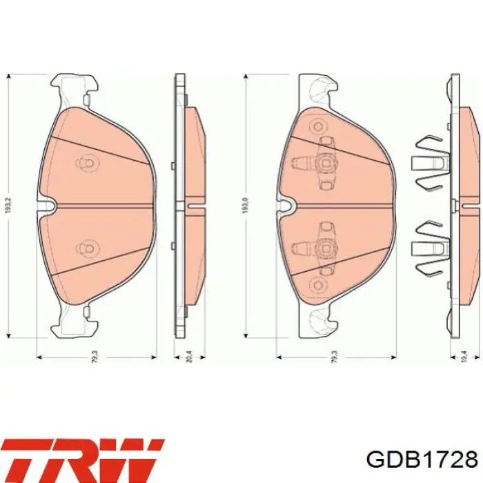 Купити GDB1728 TRW Колодки гальмівні передні, дискові