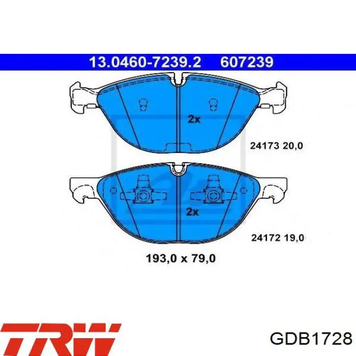 Передні тормозні колодки GDB1728 TRW