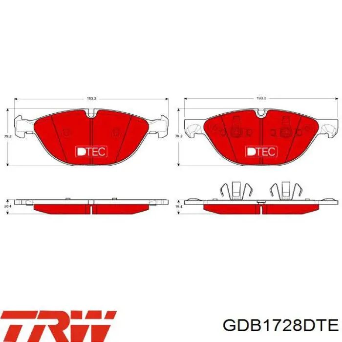 GDB1728DTE TRW колодки гальмівні передні, дискові