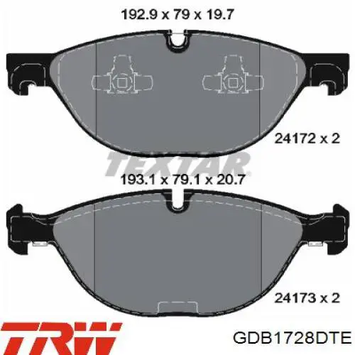 Гальмівні колодки TRW GDB1728DTE ціна, від 64.68 USD