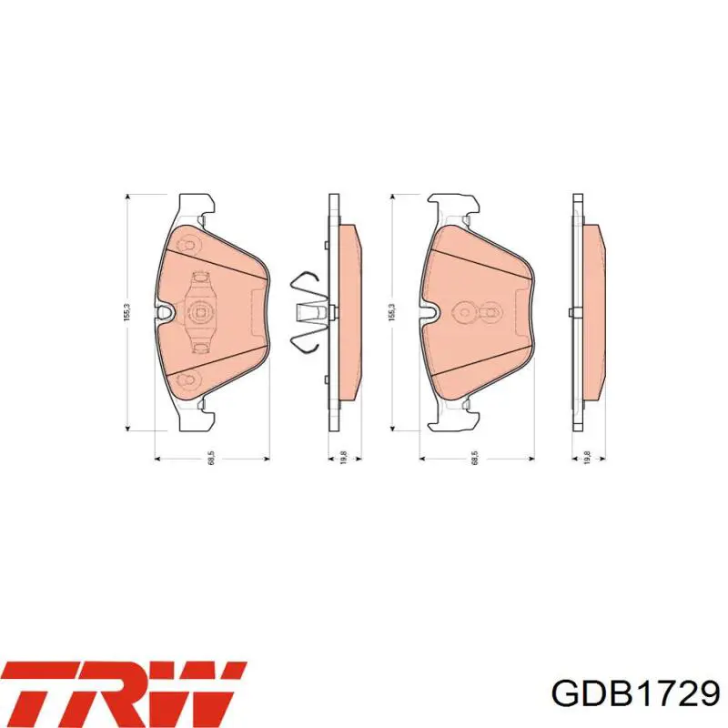 Купити GDB1729 TRW Колодки гальмівні передні, дискові