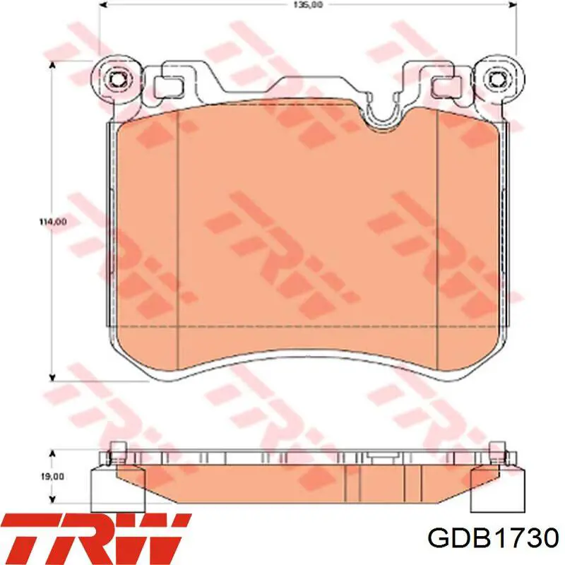 Задні гальмівні колодки GDB1730 TRW