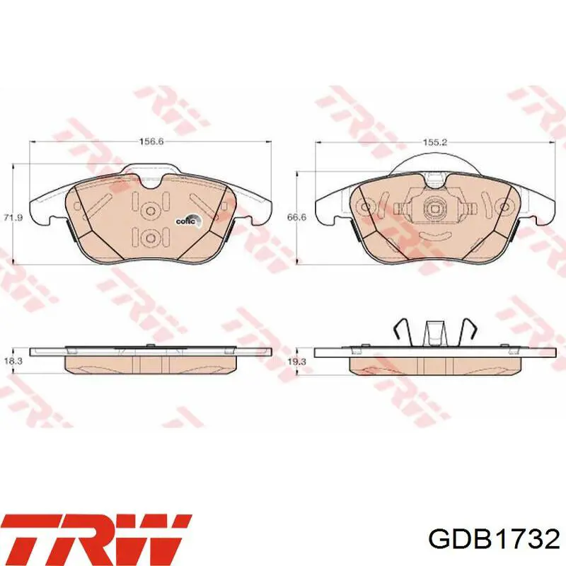 Задні дискові колодки TRW GDB1732