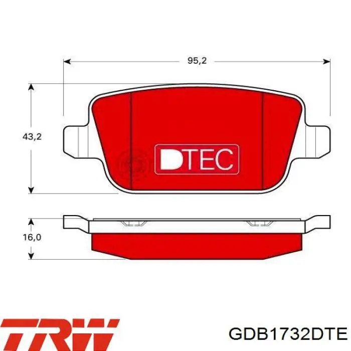 Колодки гальмові задні, дискові GDB1732DTE TRW