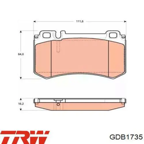 GDB1735 TRW колодки гальмові задні, дискові