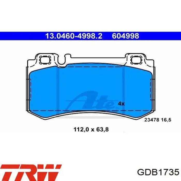 Задні гальмівні колодки TRW GDB1735 ціна, від 30.93 USD