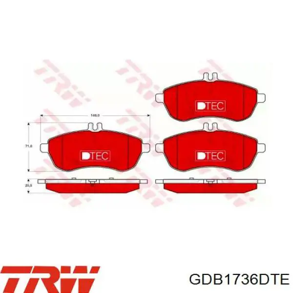 GDB1736DTE TRW колодки гальмівні передні, дискові