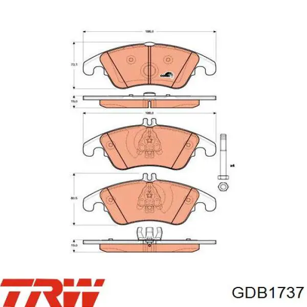Передні тормозні колодки GDB1737 TRW