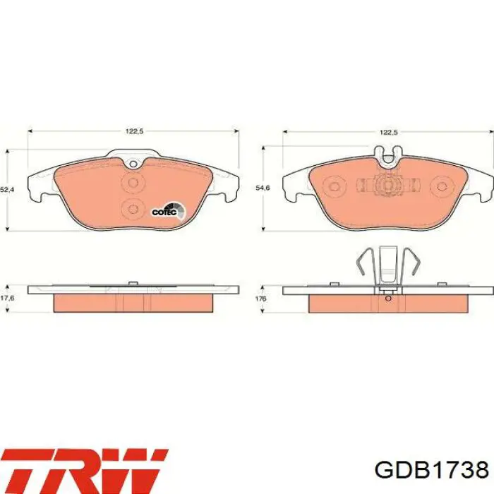Купити GDB1738 TRW Задні колодки