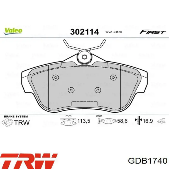Задні дискові колодки TRW GDB1740