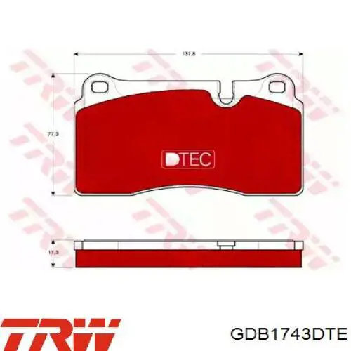 Колодки гальмівні передні, дискові GDB1743DTE TRW