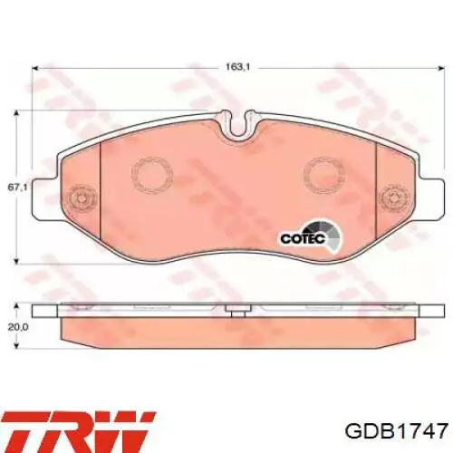 GDB1747 TRW Передні гальмівні колодки