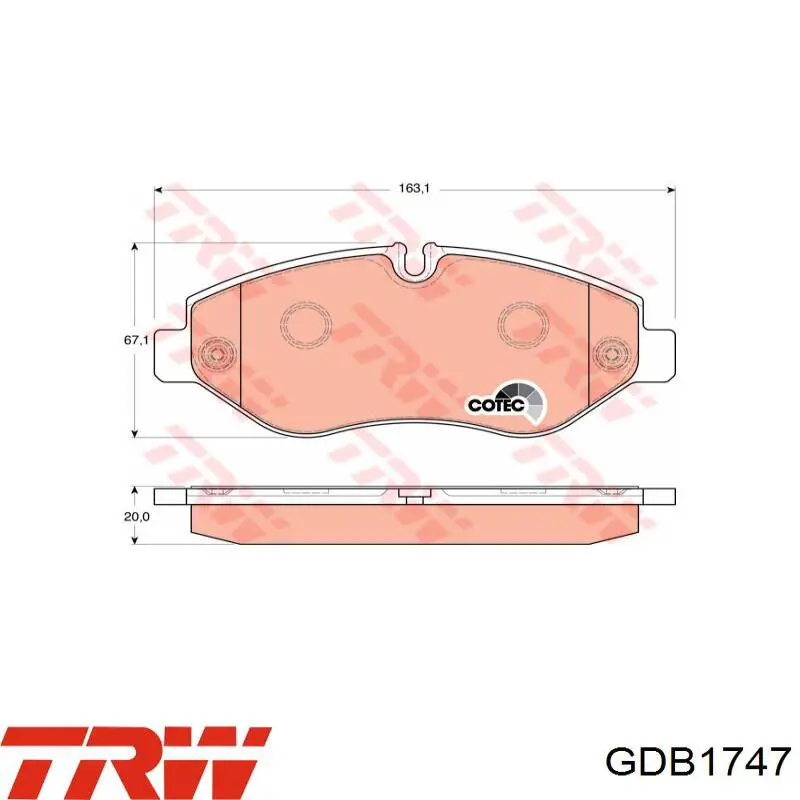 Передні тормозні колодки GDB1747 TRW