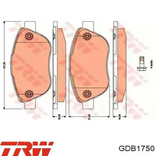 GDB1750 TRW колодки гальмівні передні, дискові