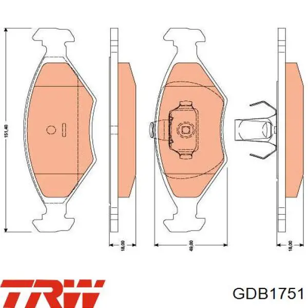 GDB1751 TRW колодки гальмівні передні, дискові