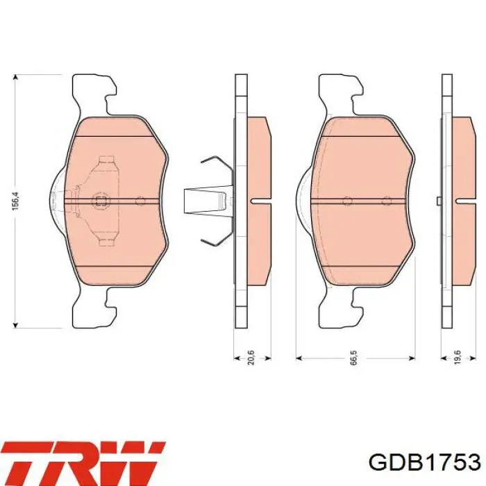 GDB1753 TRW колодки гальмівні передні, дискові