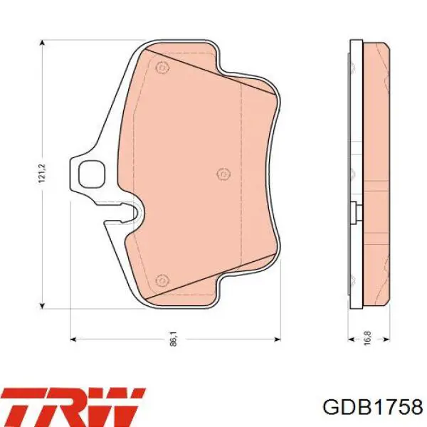 GDB1758 TRW Колодки гальмівні задні, дискові