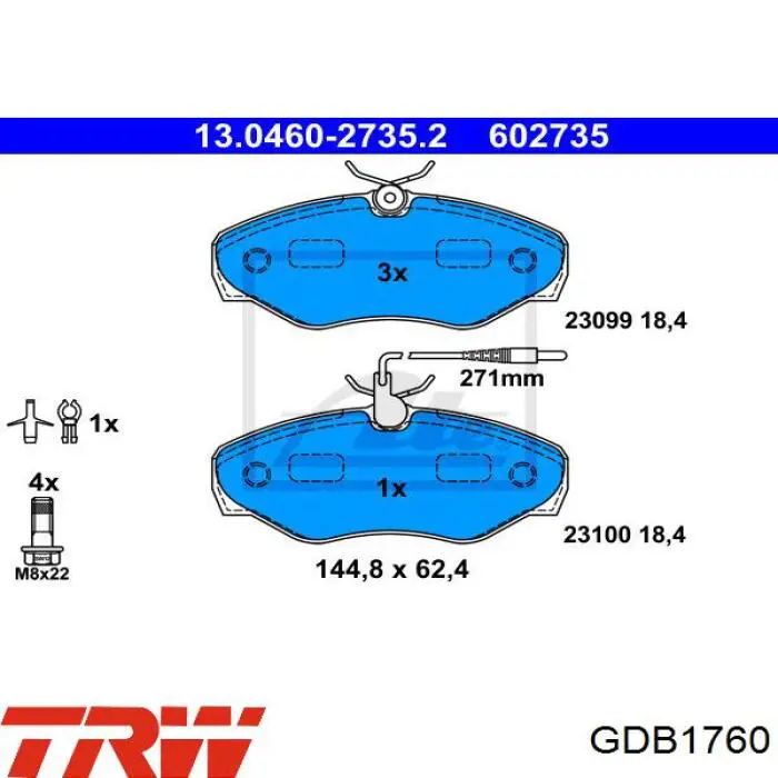 Гальмівні колодки TRW GDB1760 ціна, від 24.05 USD