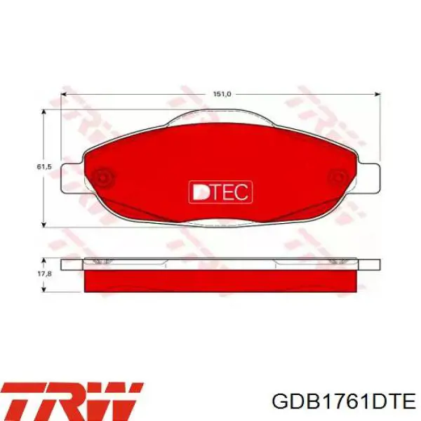 Купити GDB1761DTE TRW Колодки гальмівні передні, дискові