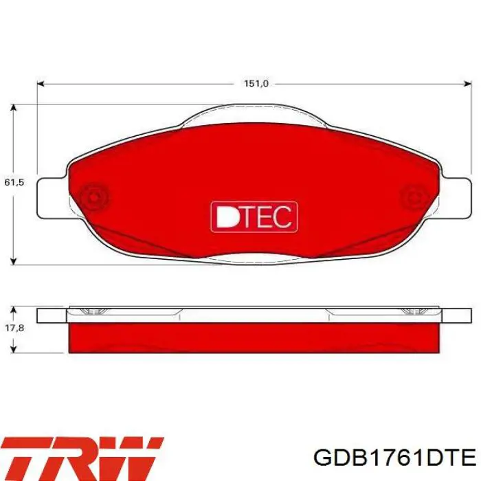 GDB1761DTE TRW Передні гальмівні колодки
