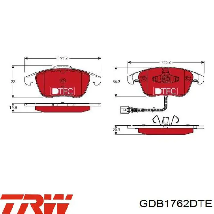 GDB1762DTE TRW колодки гальмівні передні, дискові