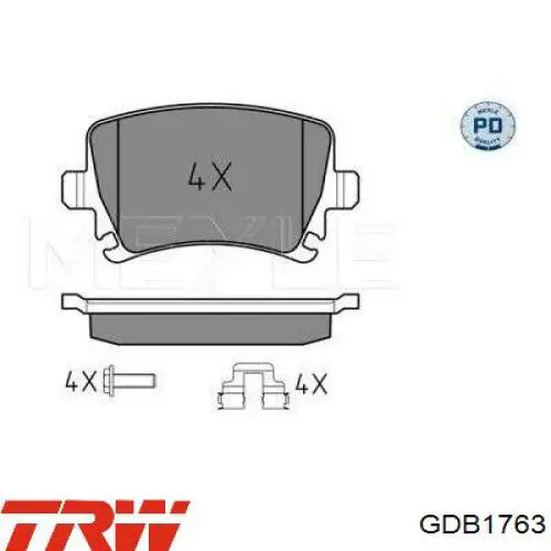 Задні гальмівні колодки GDB1763 TRW