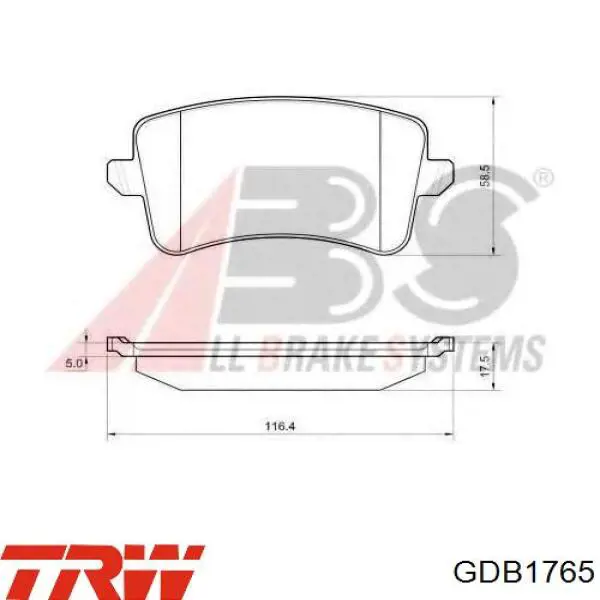 Задні гальмівні колодки GDB1765 TRW