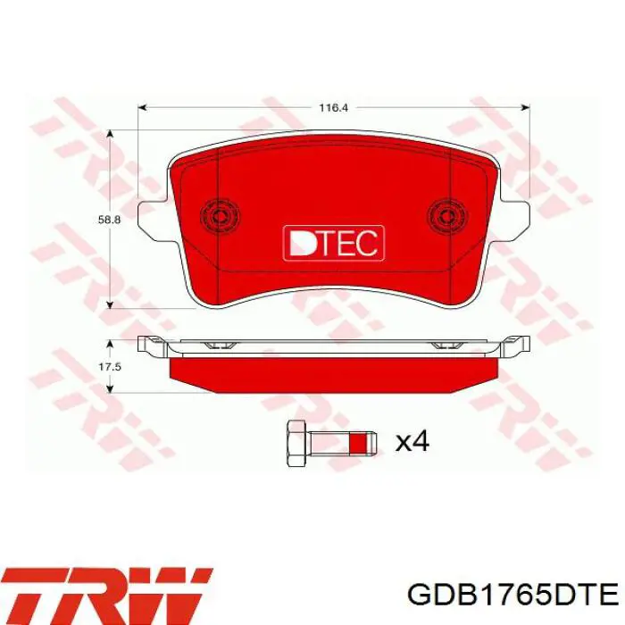 Купити GDB1765DTE TRW Задні колодки