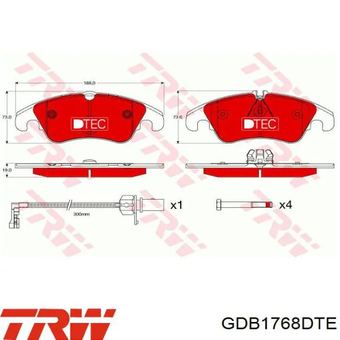 Колодки гальмівні передні, дискові GDB1768DTE TRW