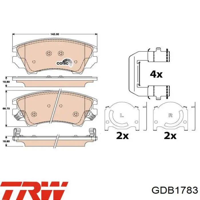 Передні тормозні колодки GDB1783 TRW