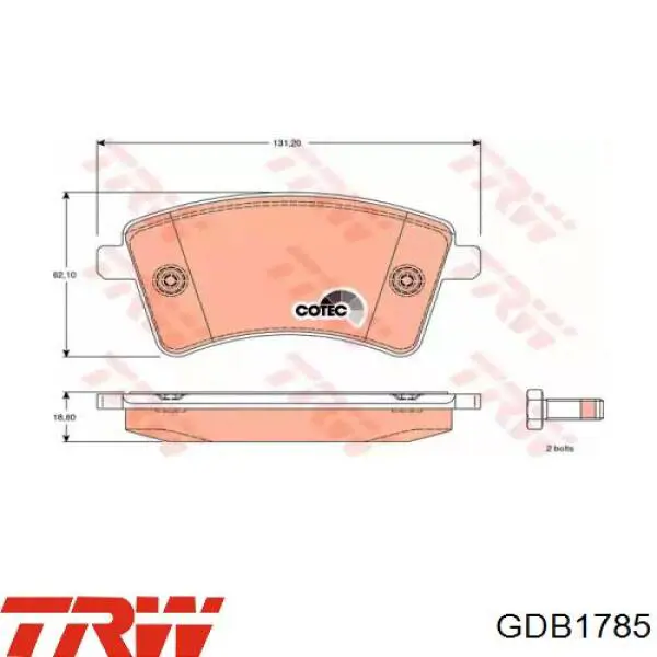 Купити GDB1785 TRW Колодки гальмівні передні, дискові