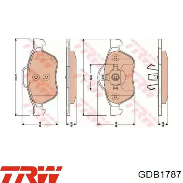 Передні тормозні колодки GDB1787 TRW