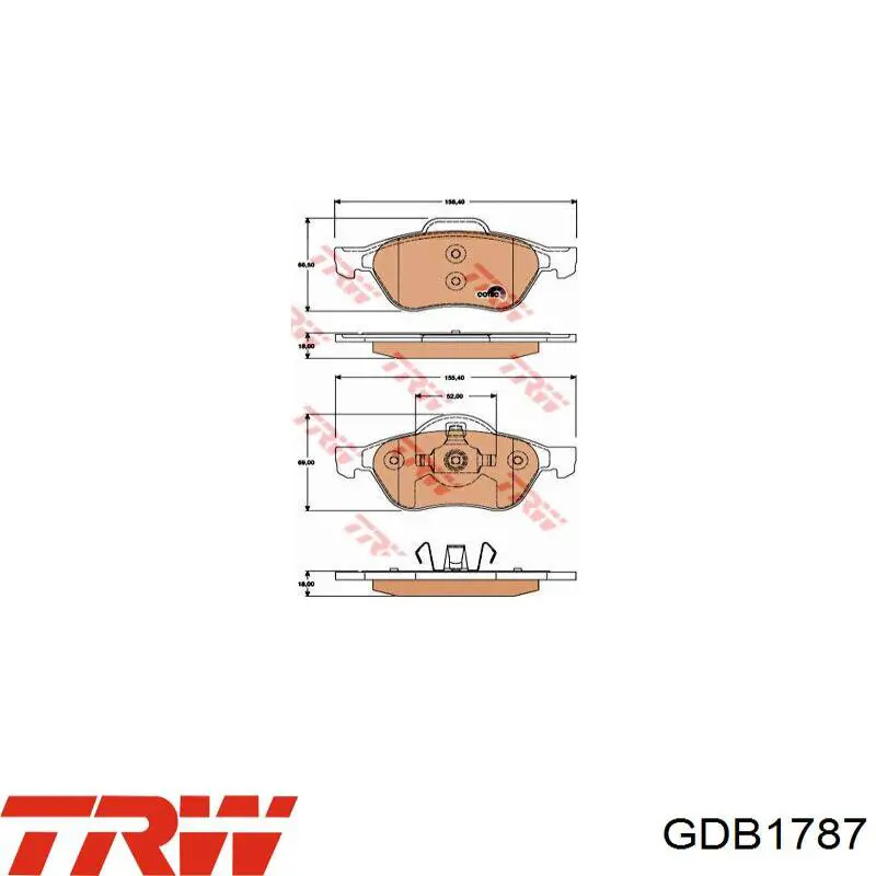 Колодки гальмівні передні, дискові GDB1787 TRW