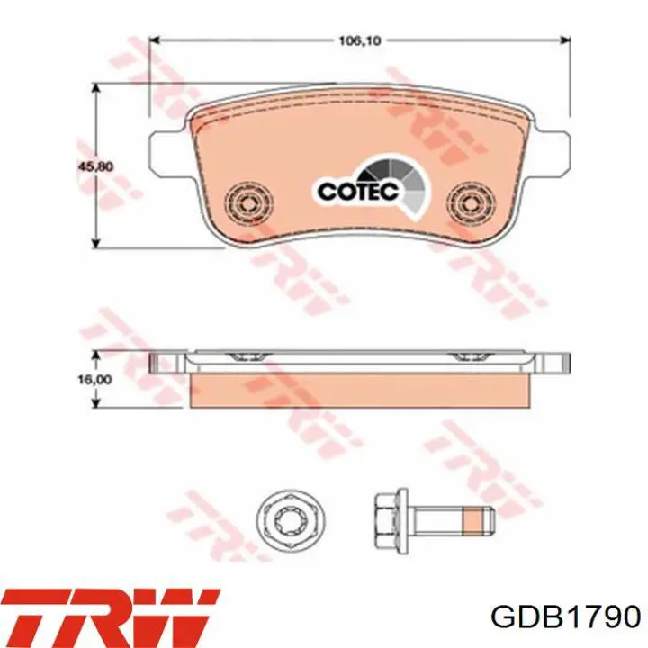 Гальмівні колодки TRW GDB1790 ціна, від 36.93 USD